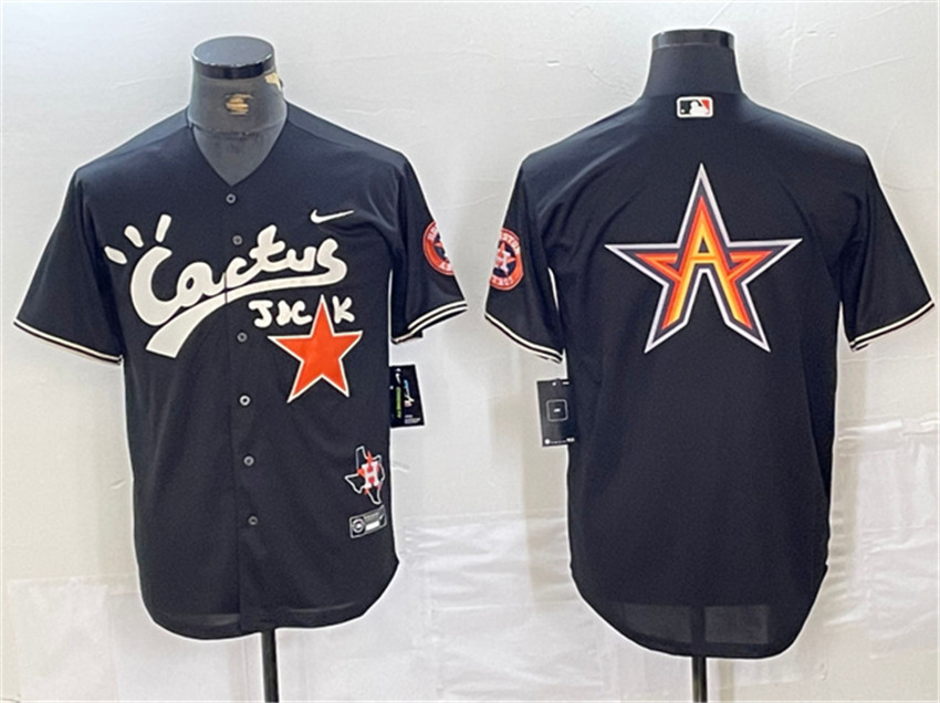 Men's Black Houston Astros Team Big Logo Cactus Jack Vapor Premier Limited Stitched Baseball Jersey